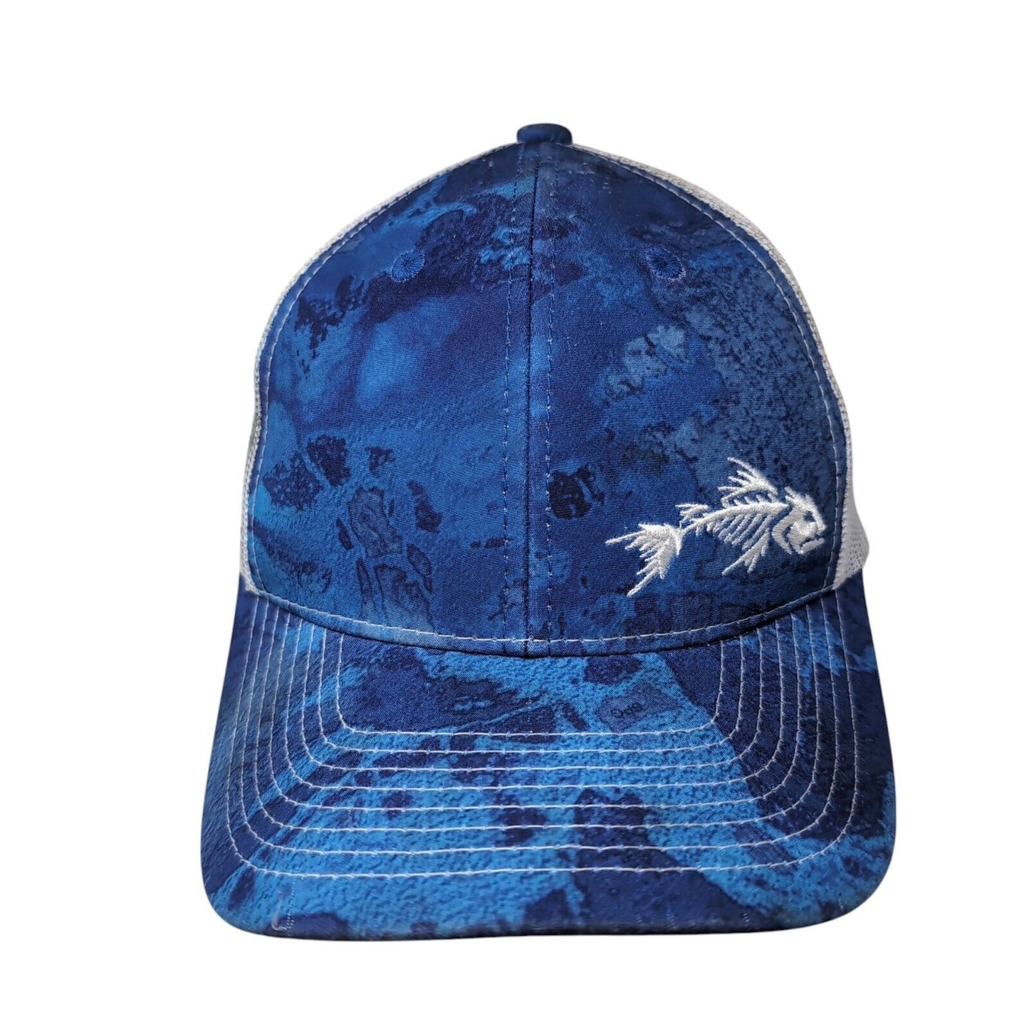 Bone Fish Adult Snapback Trucker Hat Blue One Size Adjustable Mesh Back 6 Panel