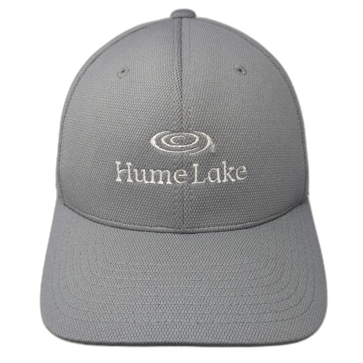 Flexfit Baseball Cap Gray M Hume Lake Logo Polyester Fitted Curved Brim Hat