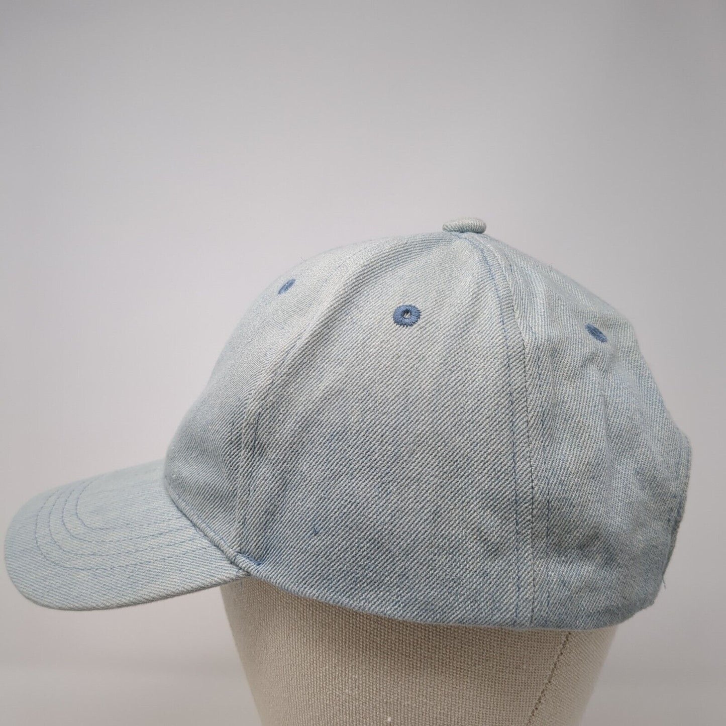 Unbranded Strapback Hat Blue OSFM Adjustable Solid Denim Blank