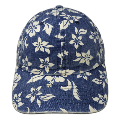 Crazy Shirt Baseball Cap Blue White One Size Floral Hibiscus Hawaii Print Hat