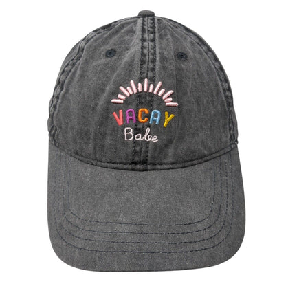 Vacay Babe Slideback Hat Gray One Size Adjustable Embroidered Vented Holes