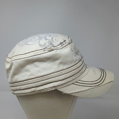 Samana Army Cap White One Size Floral Heart Wing Patch Rhinestone Distressed Hat
