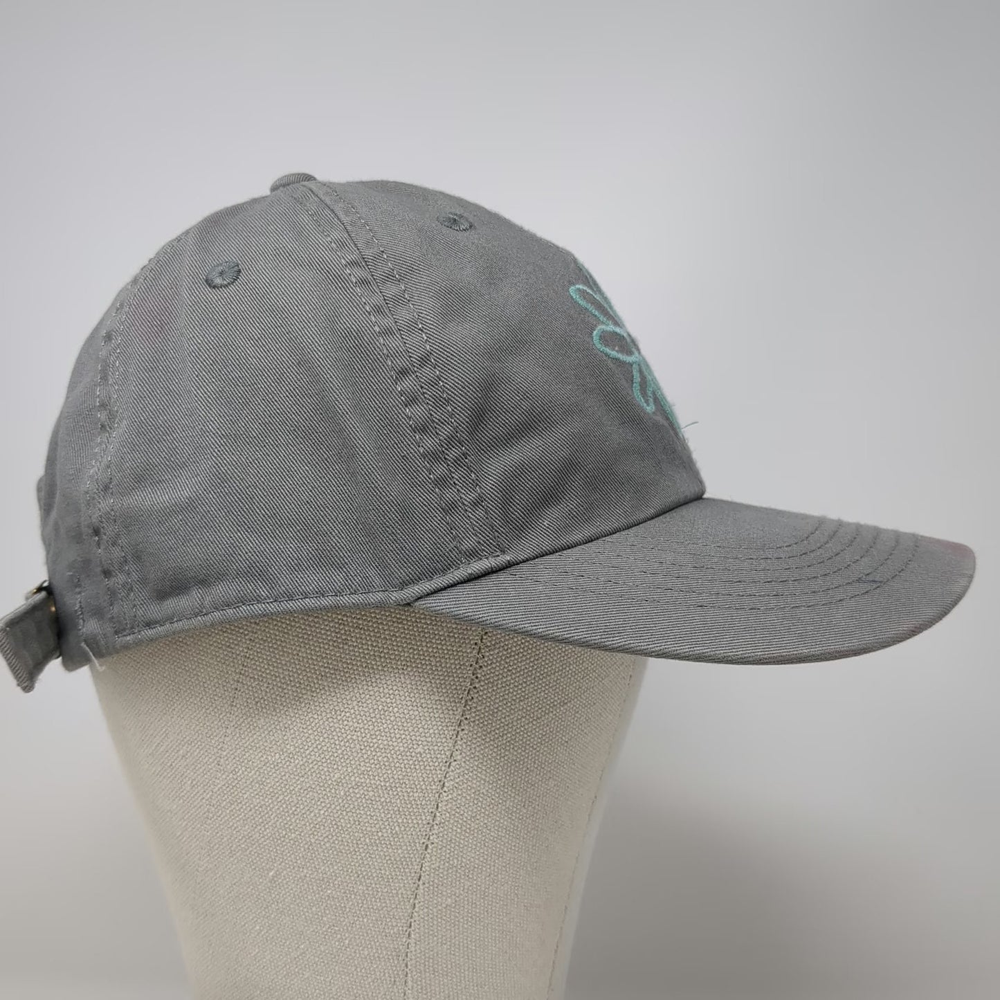 Life Is Good Baseball Cap Gray One Size Flower Floral Cotton Hat Adjustable
