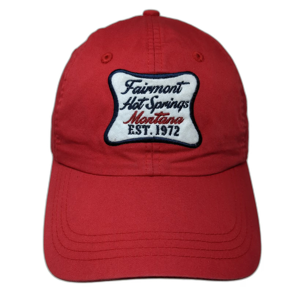 Ahead Baseball Cap Red One Size Fairmont Hot Springs Montana EST 1972 Patch Hat