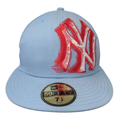 New Era Men's Fitted Hat Blue Size 7 1/8 Embroidered New York Yankees Logo