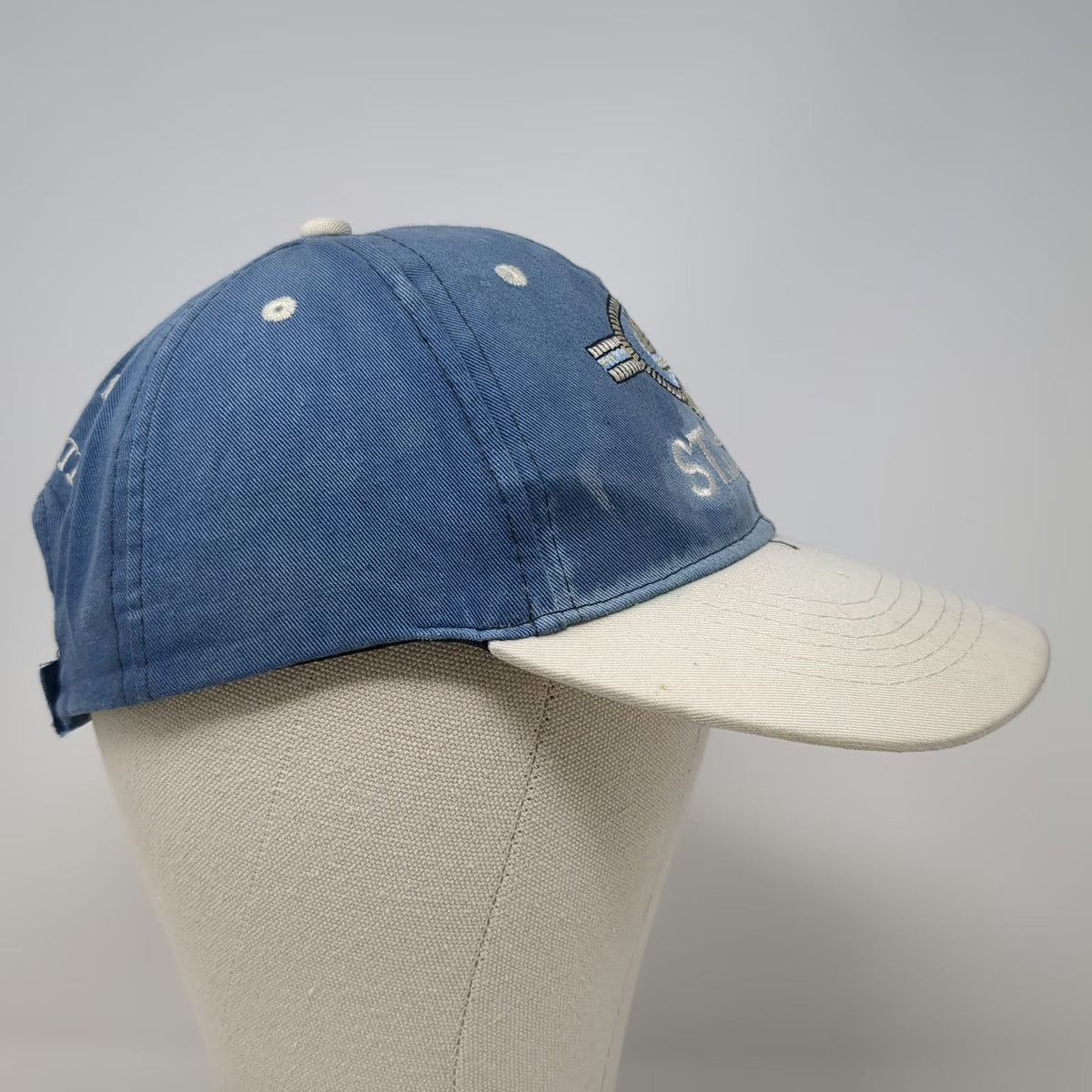 Blue White Baseball Cap OSFM St Maarten St Martin Sailboat Strapback Travel Hat
