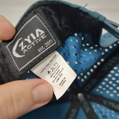 ZYIA Active Trucker Hat Blue One Size Perforated Mesh Snapback Polyester Sport