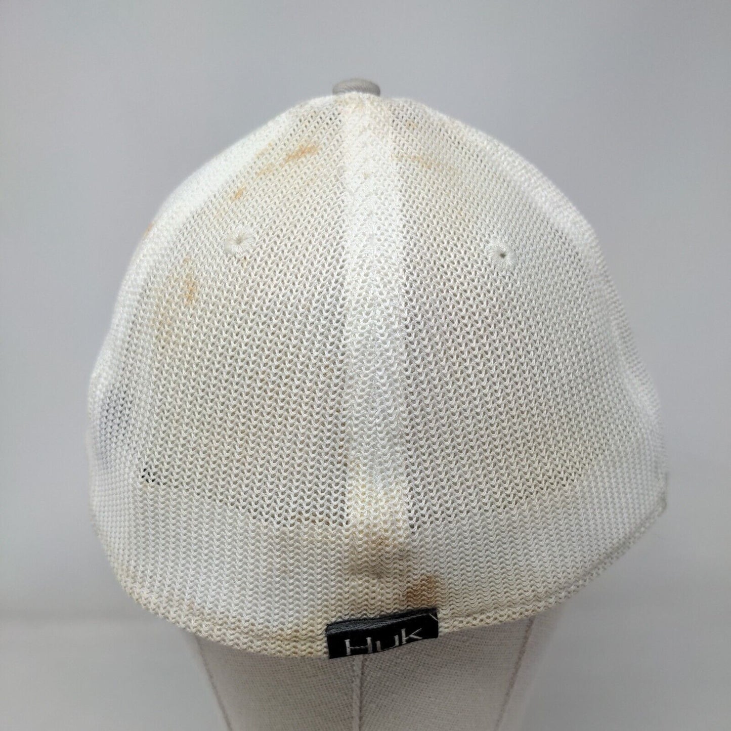 Huk Fitted Trucker Hat Gray L/XL Embroidered Breathable Mesh Back 6 Panel Fish