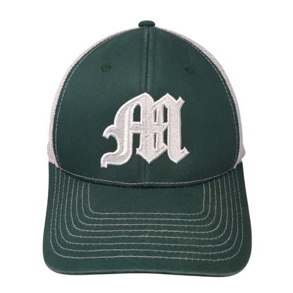Old English M Snapback Mesh Back Trucker Hat Green One Size Adjustable