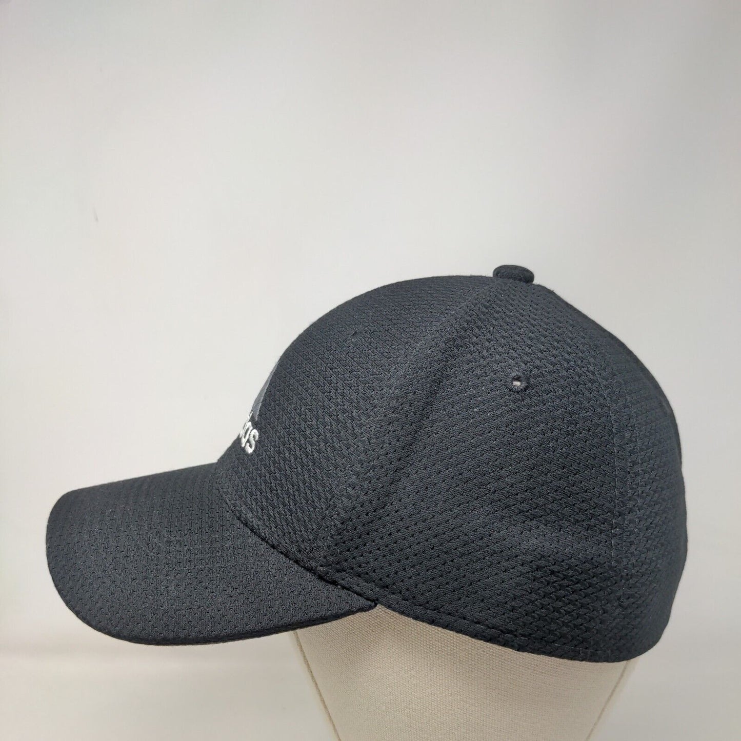 Adidas 3 Stripes Fitted Hat Black L/XL Embroidered 6 Panel Vent Holes