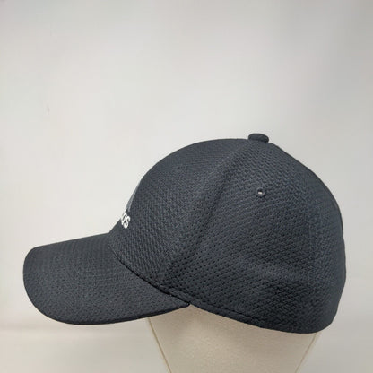 Adidas 3 Stripes Fitted Hat Black L/XL Embroidered 6 Panel Vent Holes
