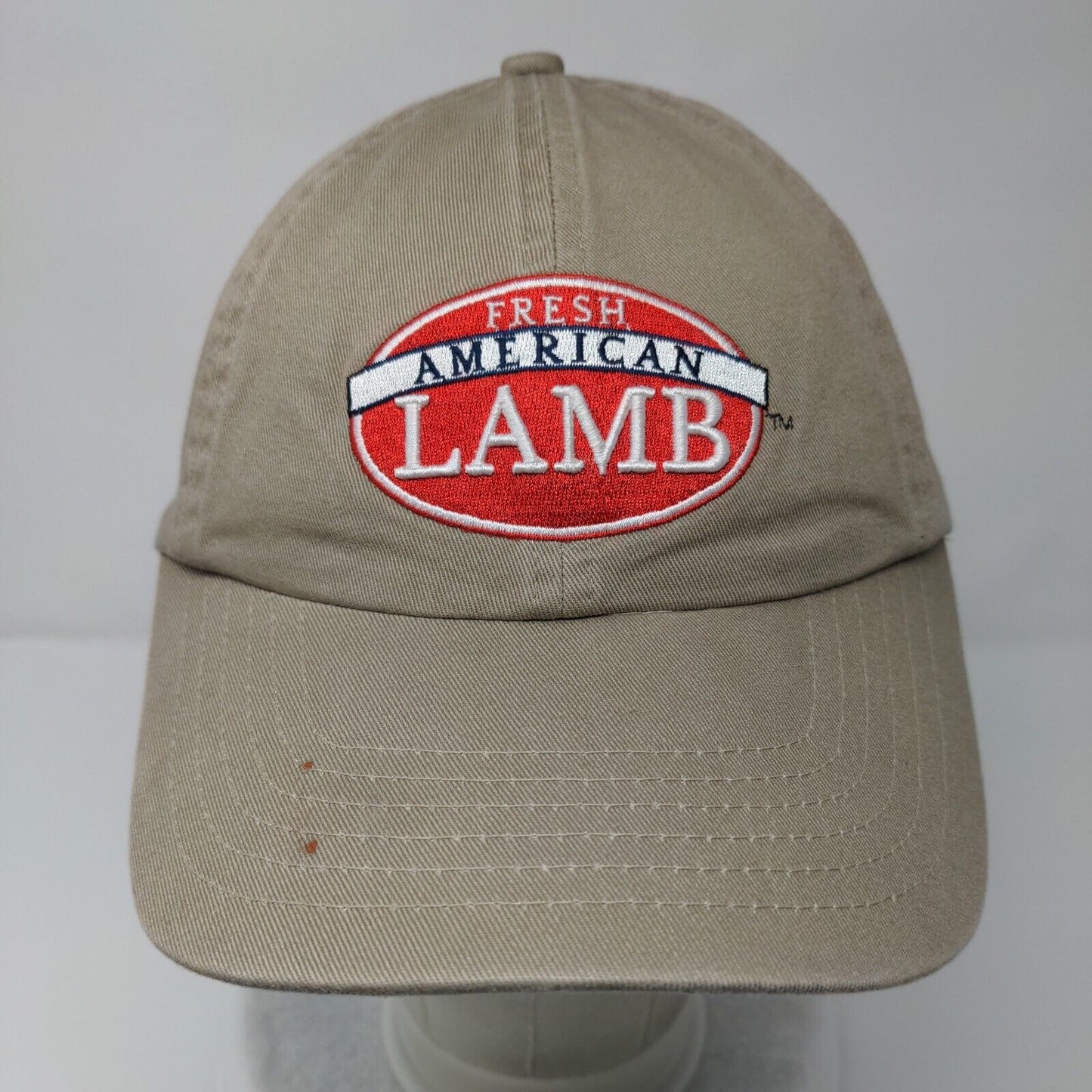 Fresh American Lamb Slideback Hat Tan One Size Adjustable Embroidered