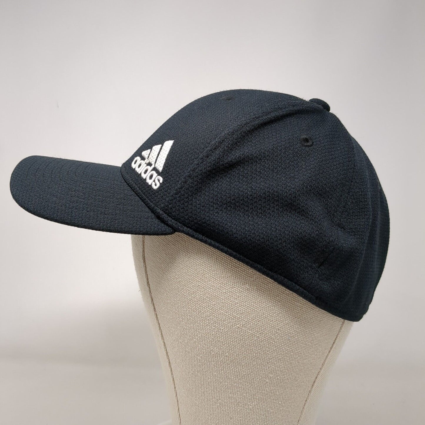 Adidas Fitted Hat Black Size L/XL A-Flex Embroidered Vented Holes 6 Panel