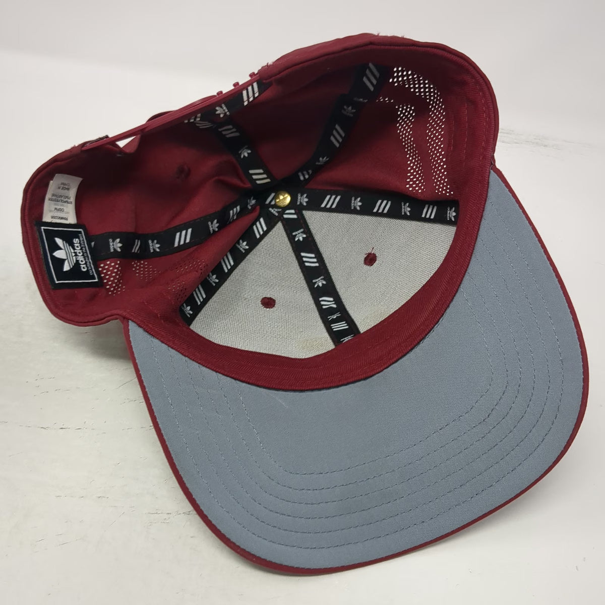 Adidas Snapback Red One Size Perforated Trefoil 3D Logo Gray Undervisor Hat