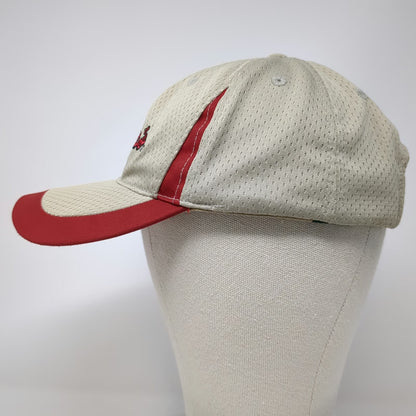 Cabela's Baseball Cap Beige Red Black One Size Mesh Strapback Hat Outdoor Logo