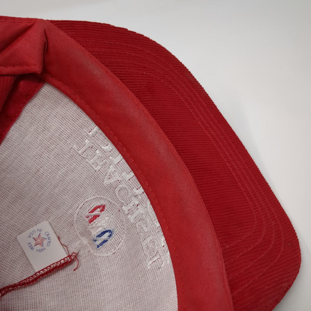 Trachsel Buick 5 Panel Red Hat One Size Corduroy Snapback Made in USA Logo