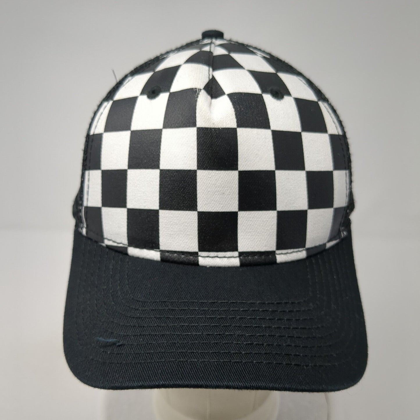 No Boundaries Snapback Trucker Hat Black One Size Adjustable Mesh Back Check