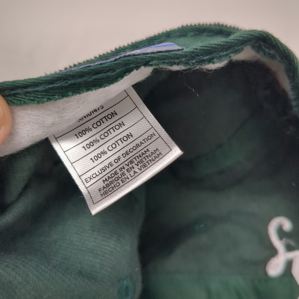 Top of the World Baseball Cap Green One Size Corduroy Slideback Hump Script Hat