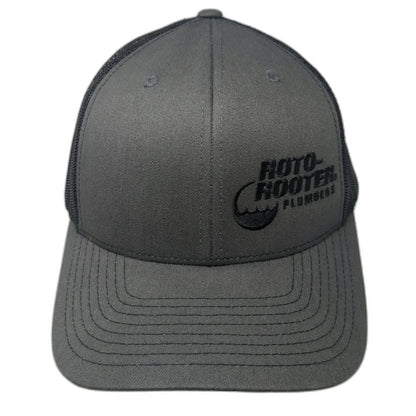 Richardson Trucker Hat Gray Black One Size Roto-Rooter Plumbers Snapback Mesh