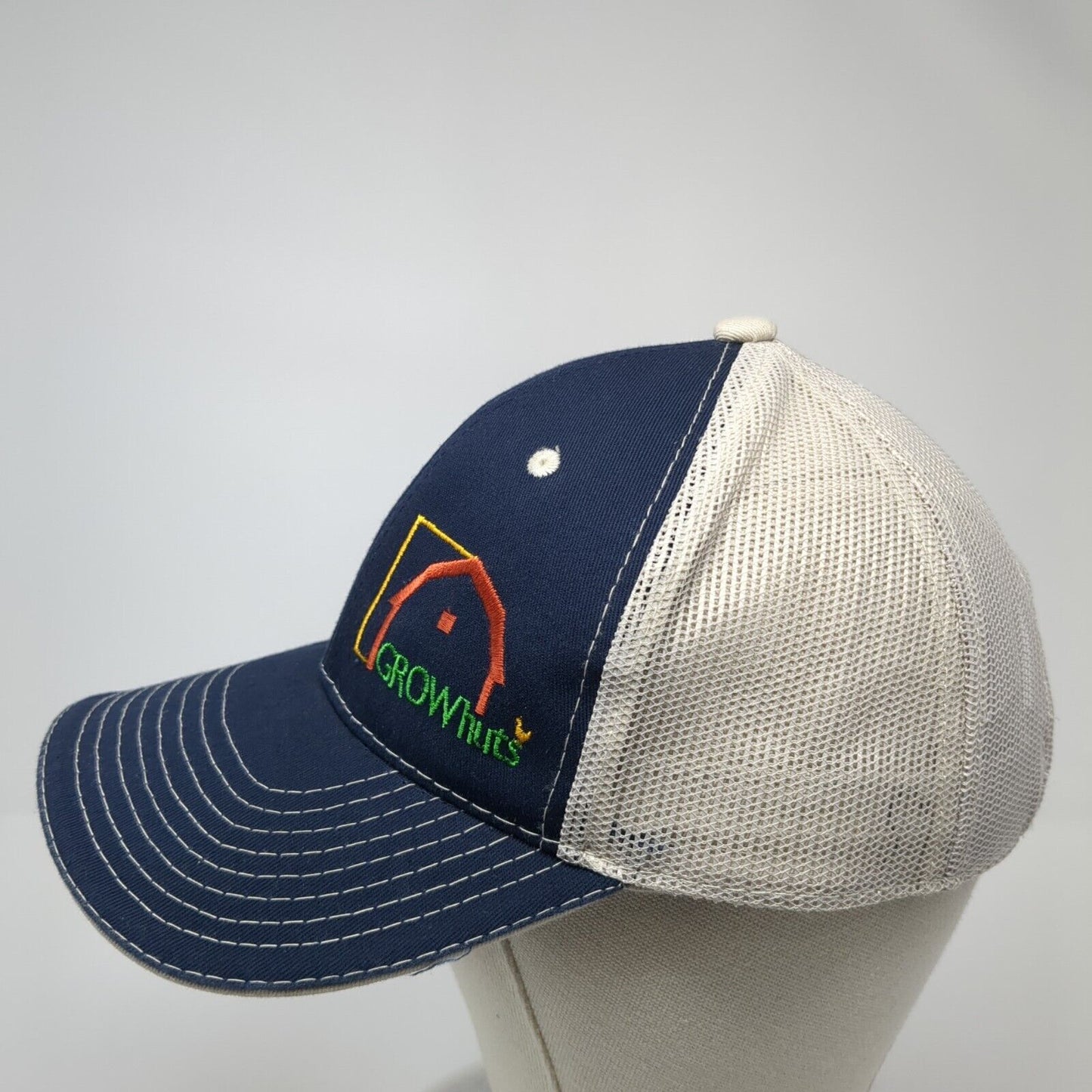 GROWhuts Strapback Trucker Hat Blue One Size Adjustable Mesh Back OC Sports