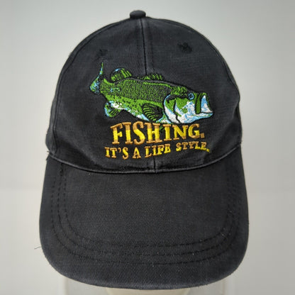 Fishing It's A Life Style Strapback Hat Black One Size Adjustable Ugly Stik