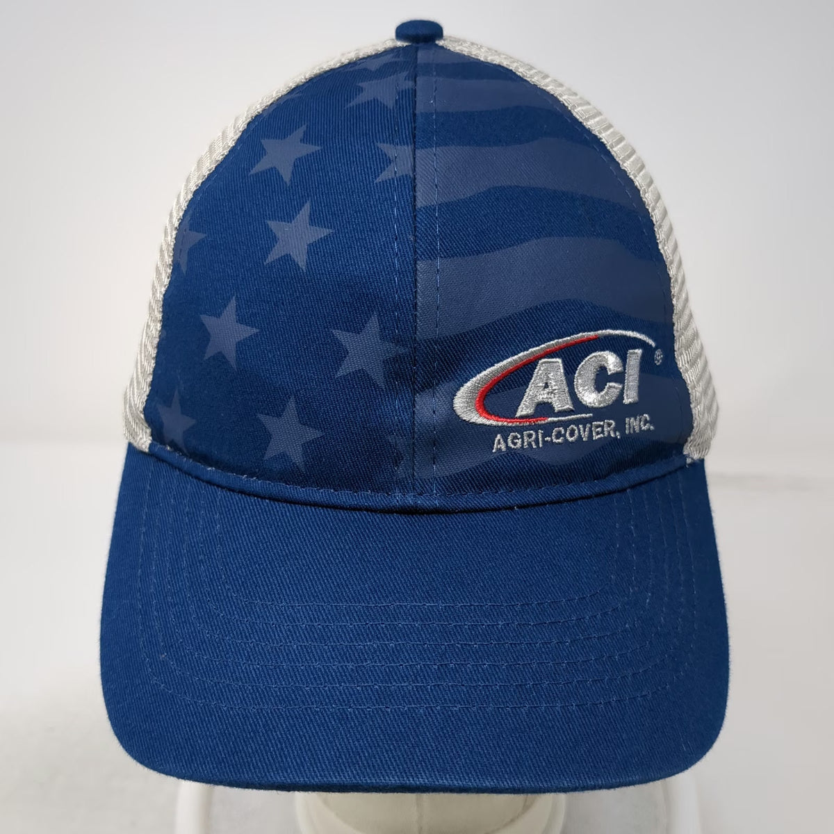 Agri-Cover ACI Trucker Hat Blue OSFM Snapback American Flag Jamestown ND Mesh