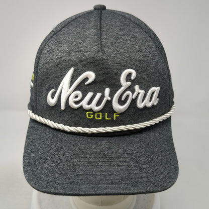 New Era 5 Panel Gray One Size Snapback Hat Golf Rope Performance Script Logo