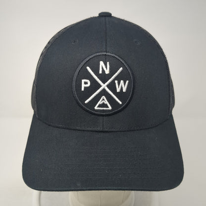 PNW Pacific Northwest Trucker Hat Black OS Adjustable Embroidered Mesh Back