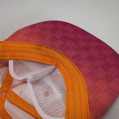 Dunkin' 5 Panel Orange Hat One Size Rope Checkered Gradient Snapback Polyester