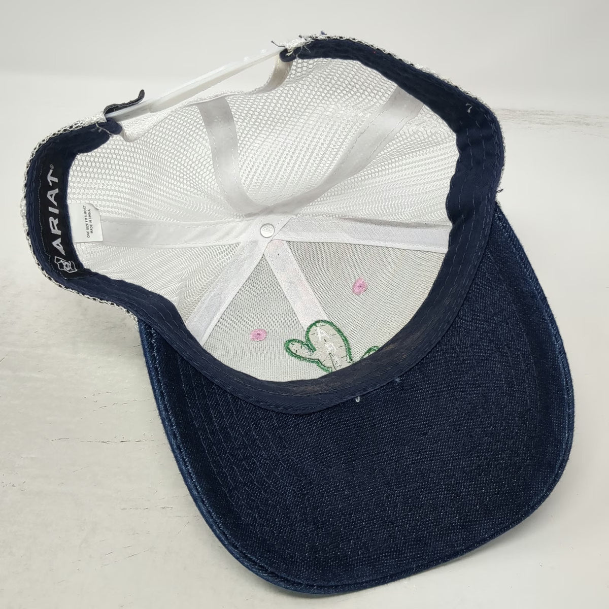 Ariat Trucker Hat Blue One Size Cactus Leopard Serape Mesh Back Snapback