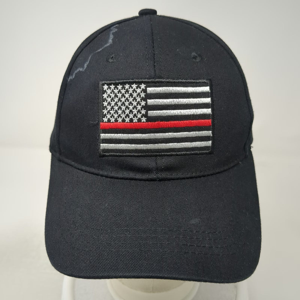 Black Thin Red Line American Flag Baseball Cap One Size Firefighter Support Hat