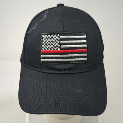Black Thin Red Line American Flag Baseball Cap One Size Firefighter Support Hat