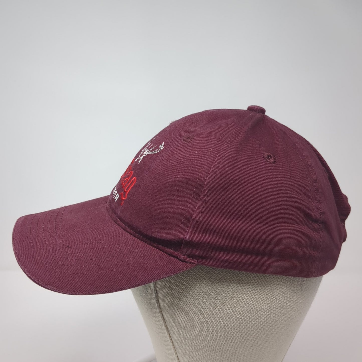 Stag Beer Strapback Hat Red One Size Adjustable Embroidered 6 Panel