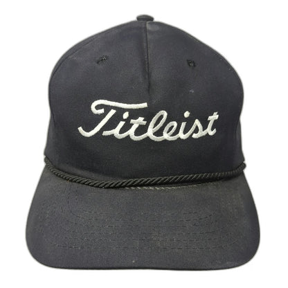 Titleist Baseball Cap Black One Size Texace USA Made Slideback Hat Golf Vintage
