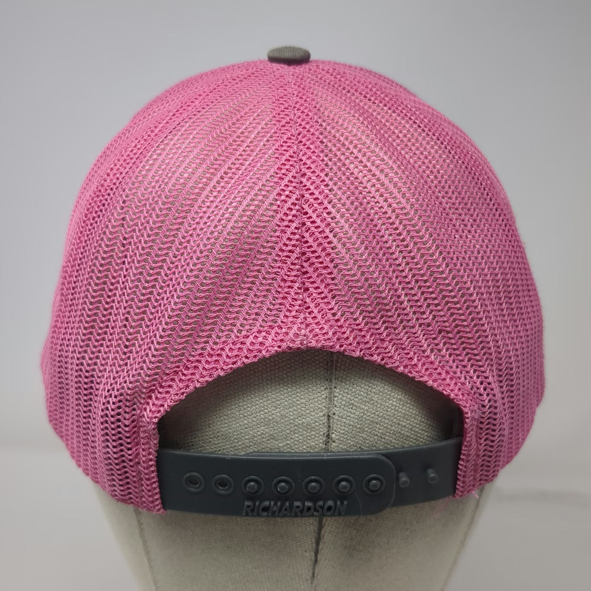 Richardson Trucker Hat Gray Pink One Size Mesh Snapback Mountain Flag Logo