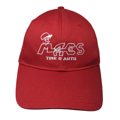 Macs Tire & Auto Strapback Hat Red One Size Adjustable Embroidered