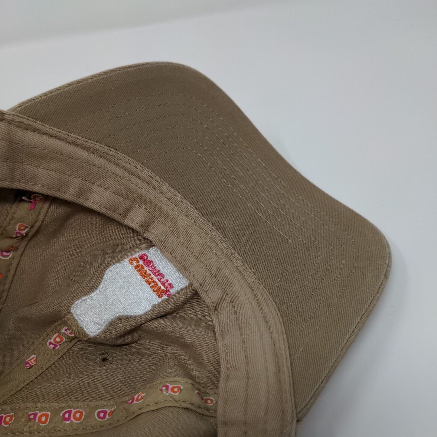 Dunkin' Donuts Slideback Hat Tan OSFA Adjustable Embroidered 6 Panel
