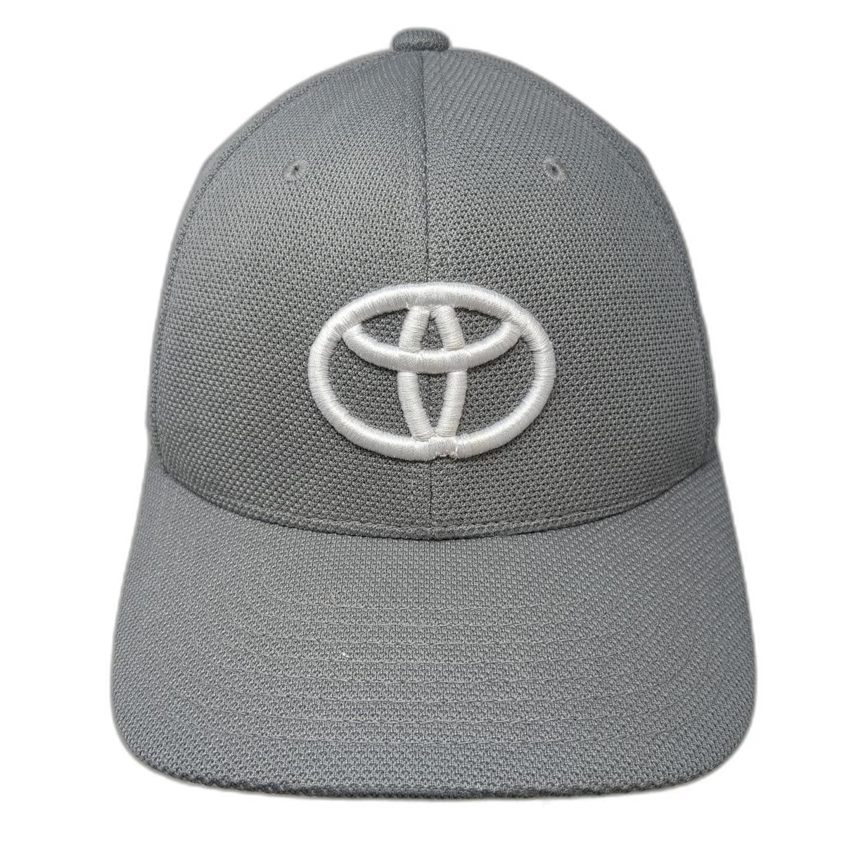 Flexfit Baseball Cap Gray One Size Toyota Logo Mesh Stretch Fit Curved Brim Hat