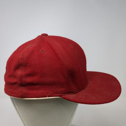 AJD Baseball Cap Red One Size Fitted Blank Green Underbrim Wool Pro-Cap Hat