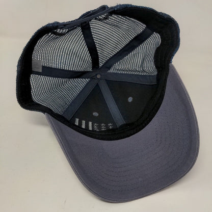 American Flag Snapback Trucker Hat Blue One Size Adjustable Mesh Back Patriotic