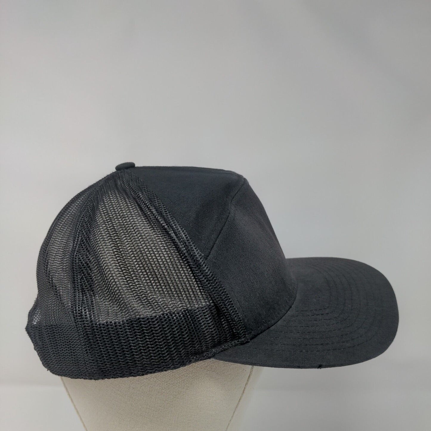 Richardson Snapback Trucker Hat Black One Size Adjustable Mesh Back 6 Panel
