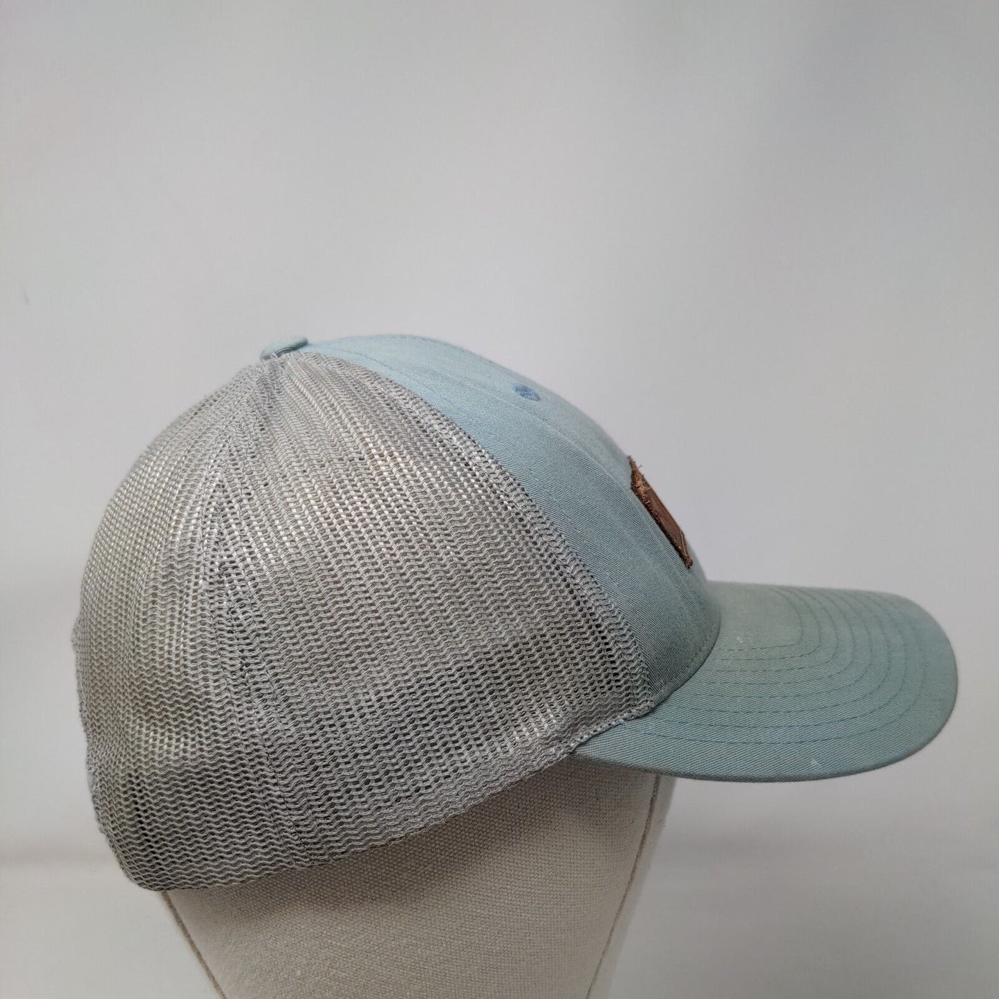 Smith Leather Patch Snapback Mesh Back Trucker Hat Blue M/L Colorblock