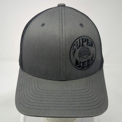 Yupoong Trucker Hat Gray One Size Snapback Super Beef Burger Mesh Patch Logo