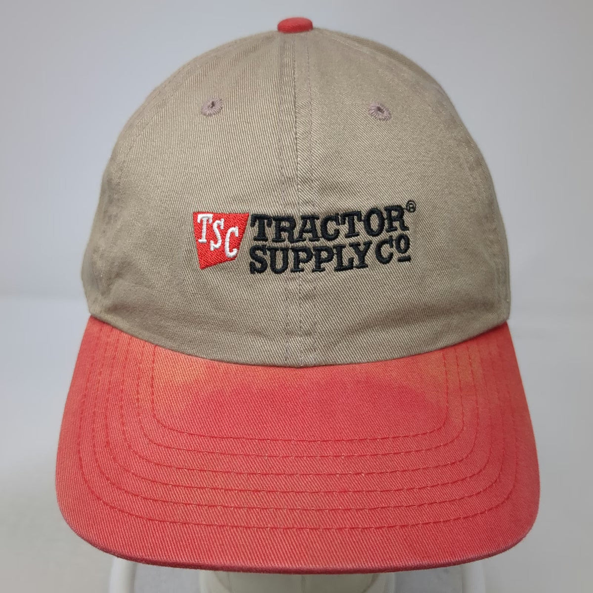 Tractor Supply Co Baseball Cap Beige Red One Size Strapback Embroidered Hat