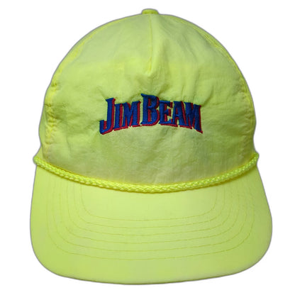 Jim Beam 5 Panel Green One Size Hat Snapback Rope Logo Lightweight Vintage