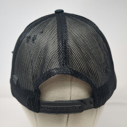 Port Authority Trucker Hat Black OSFM AMCON Red Logo Mesh Snapback Distressed