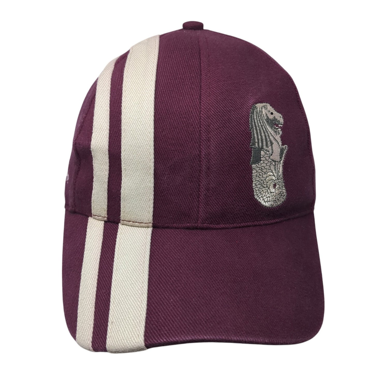 Singapore Merlion Slideback Hat Red One Size Adjustable Embroidered