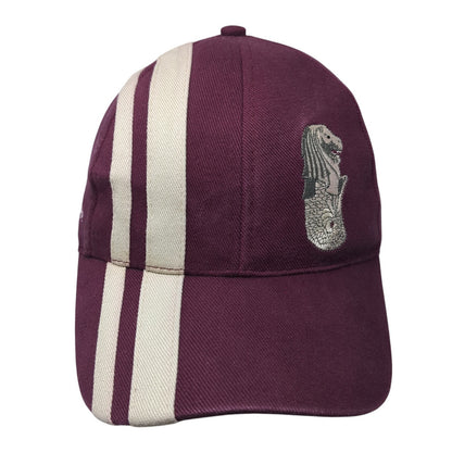 Singapore Merlion Slideback Hat Red One Size Adjustable Embroidered