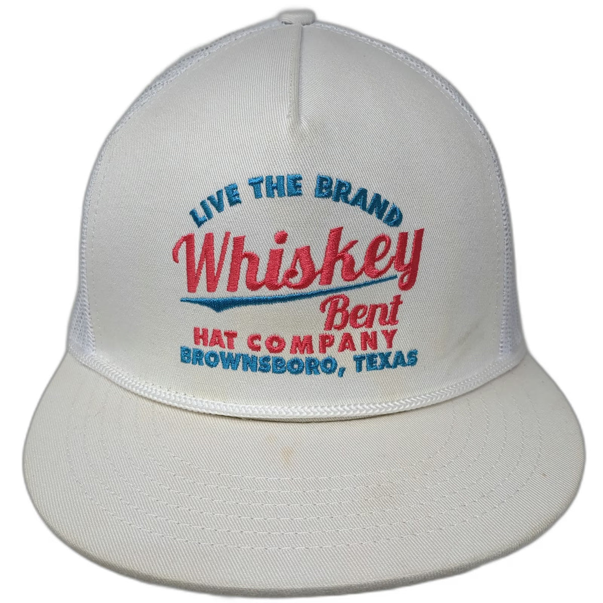 Whiskey Bent Trucker Hat White One Size Mesh Back Rope Snapback Flat Texas Logo