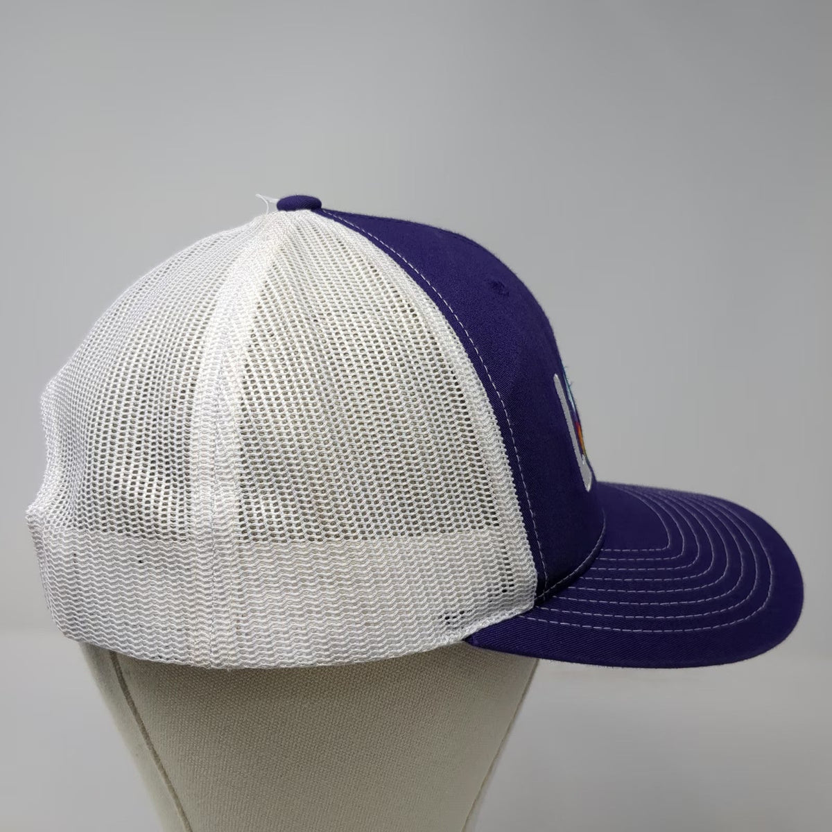 Richardson Trucker Hat Purple White One Size Rainbow Love Barefoot Logo Mesh